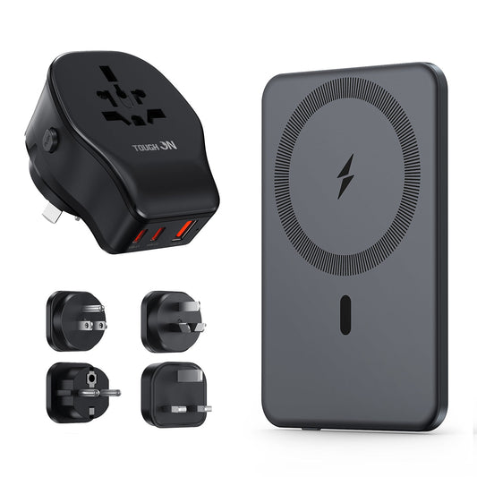 Tough On Travel Power Kit - Ultra Slim Magnetic Power Bank and Universal Travel Charger