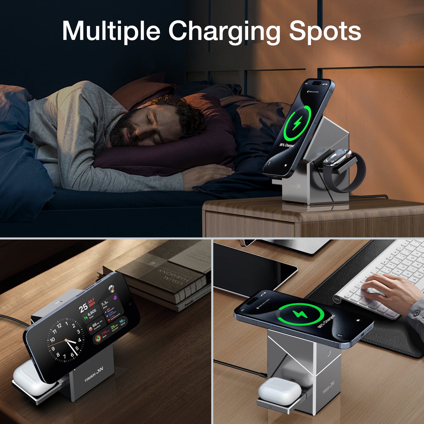 Tough On Qi2 3 in 1 Wireless Charger Compatible with MagSafe