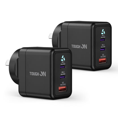 2 Pack Tough on 45W 3 Port PD & QC 3.0 Wall Charger