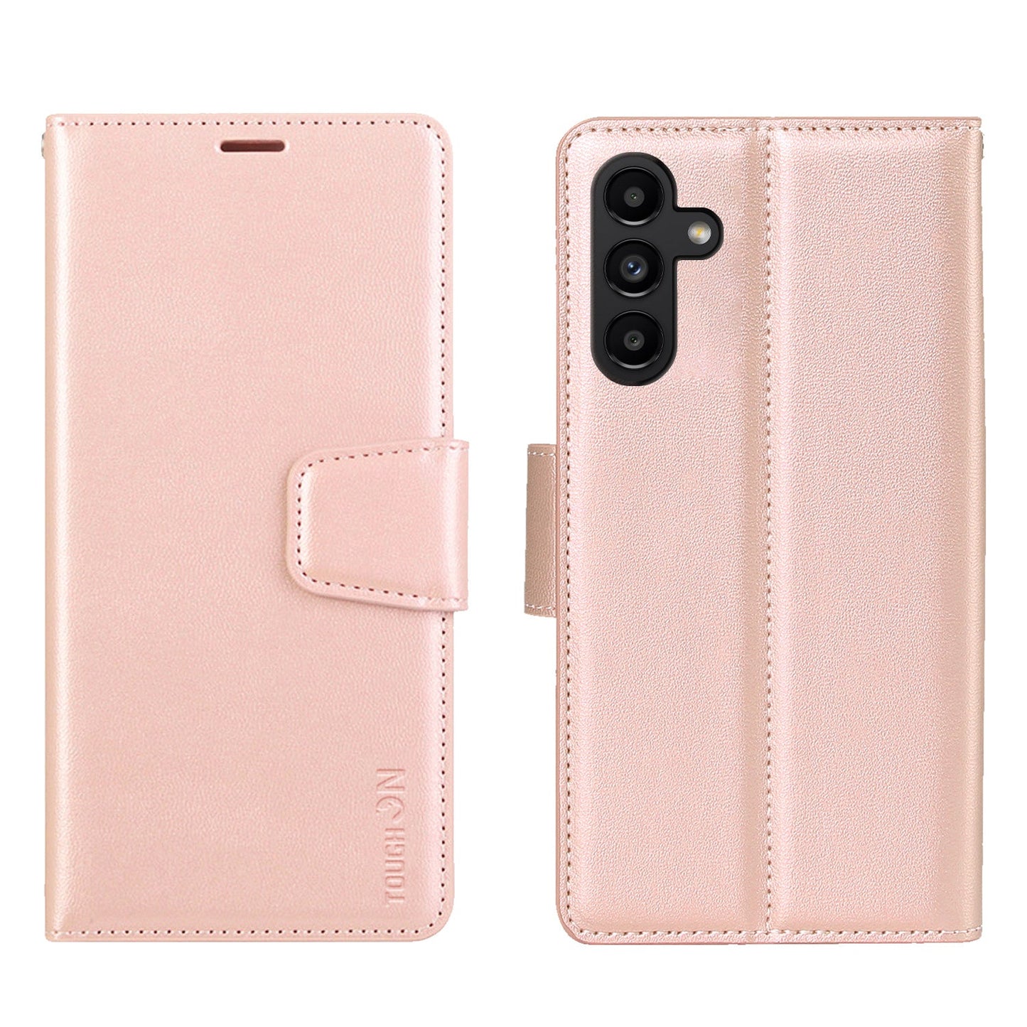 Tough On Samsung Galaxy A55 5G Case Wallet Leather Cover Rose Gold