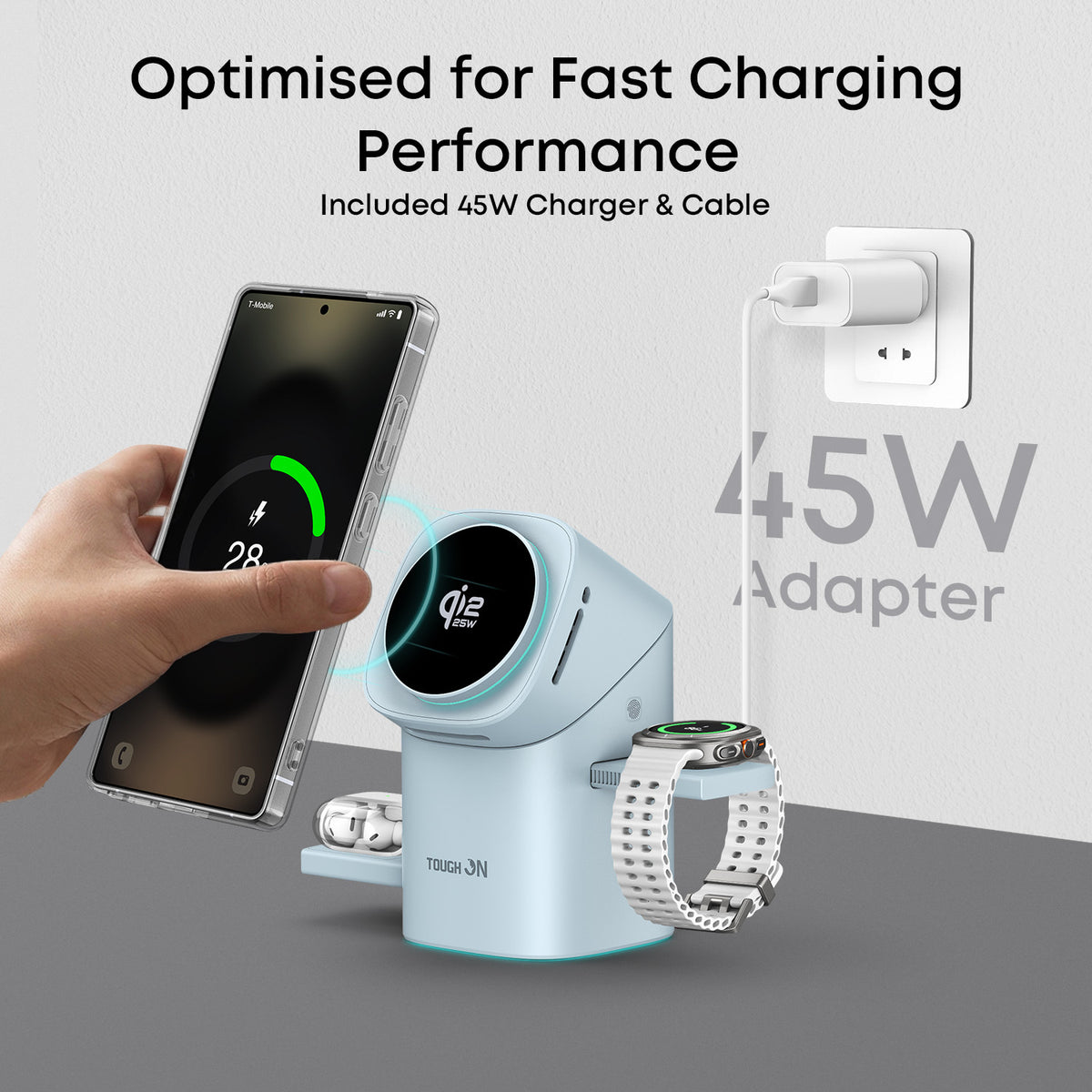 Tough On MagPro Qi2 25W 3-in-1 Wireless Charger