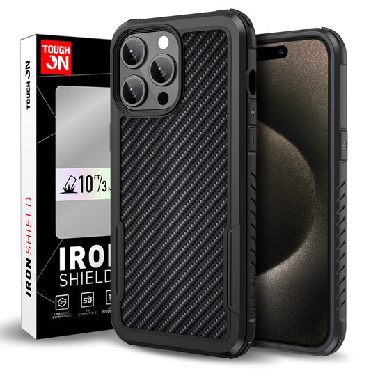 Tough On iPhone 15 Pro Max Case Iron Shield with Magsafe Carbon Fiber