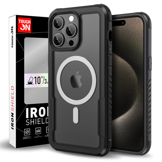 Tough On iPhone 15 Pro Max Case Iron Shield with Magsafe Black