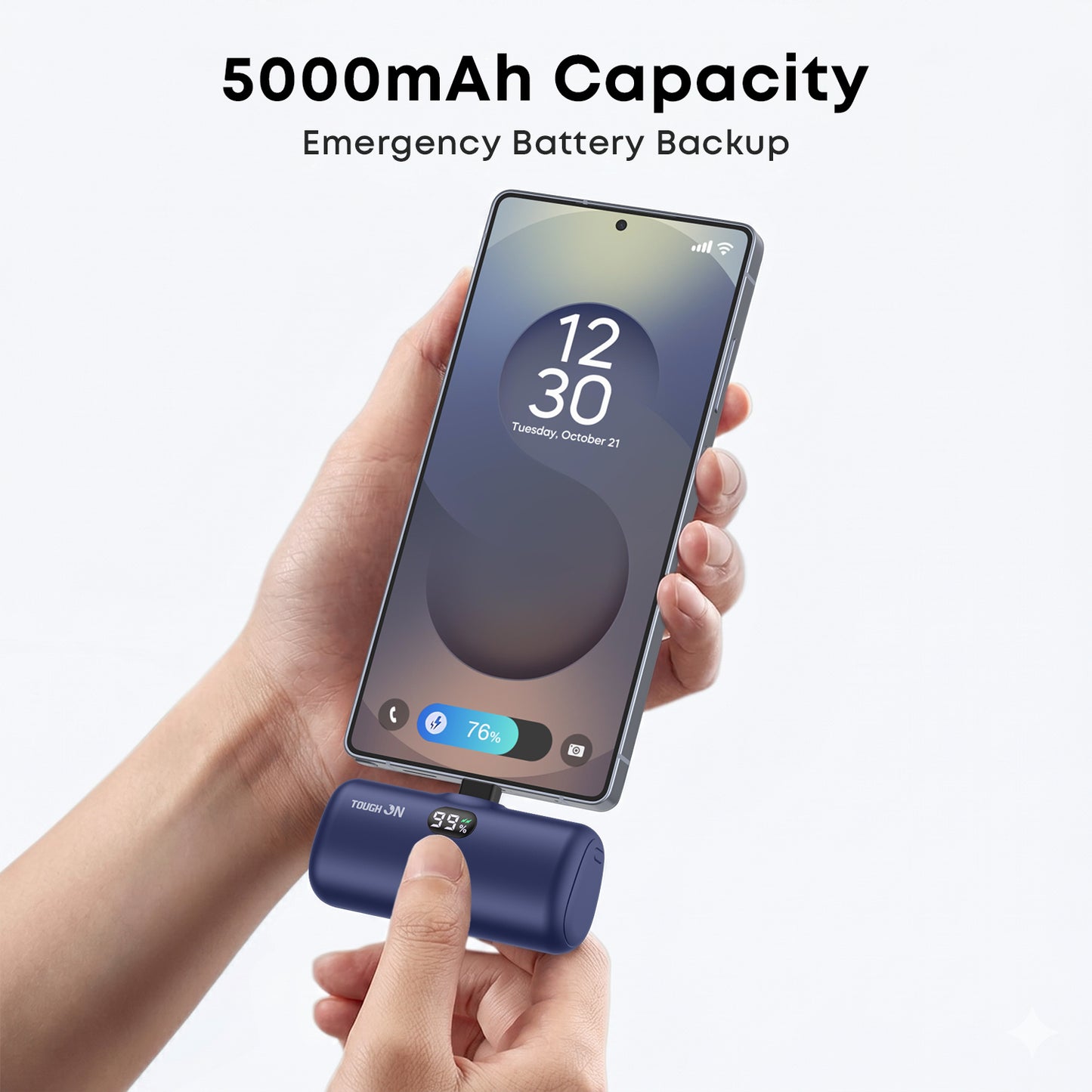 Tough On Mini Portable Charger 5000mAh Power Bank USB C for Samsung Android iPhone 17 / 16 / 15 Series