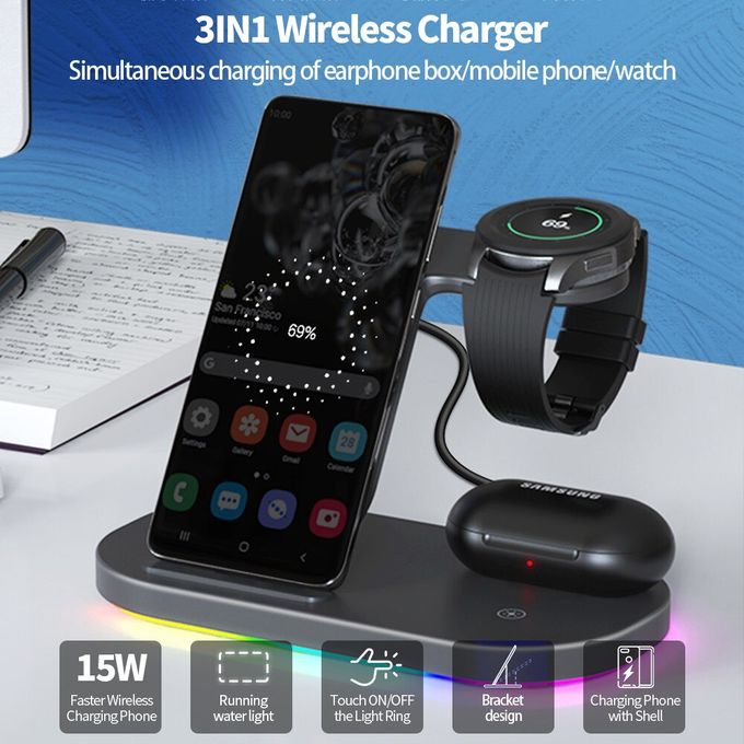 Tough On 3-in-1 Wireless Charger (for Samsung Galaxy Devices) and 20W USB-C Charger Bundle