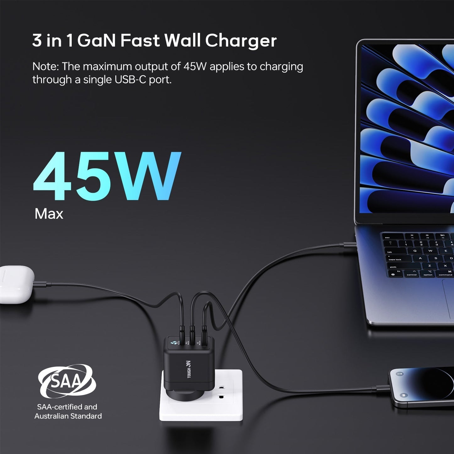 Tough On Wall Charger (45W) and Charging Cable Bundle