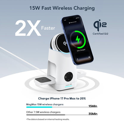 Tough On MagMax QI2 3-in-1 Wireless Charger with Smart Infrared Rotation