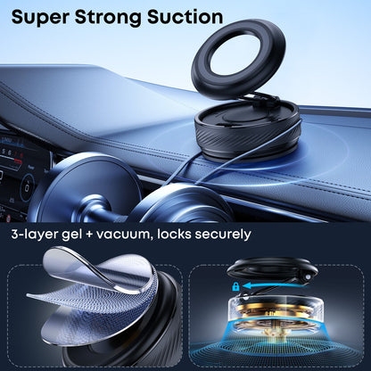 360° Adjustable Car Mount Magnetic Phone Holder with Vacuum Suction Black