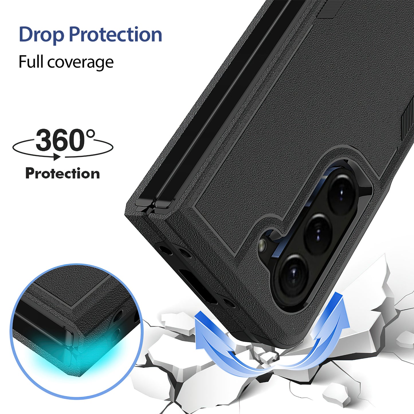 Tough On Samsung Galaxy Z Fold5 5G Case Tough Armor Black