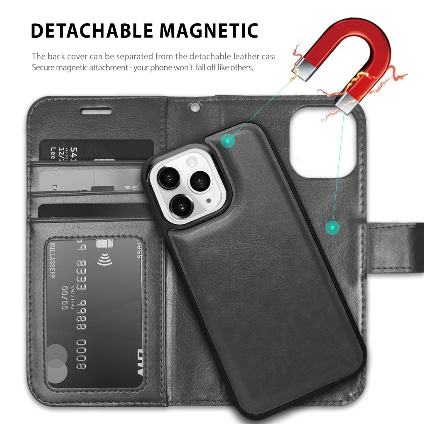 Tough On iPhone 16 Pro Max Case Magnetic Detachable Leather