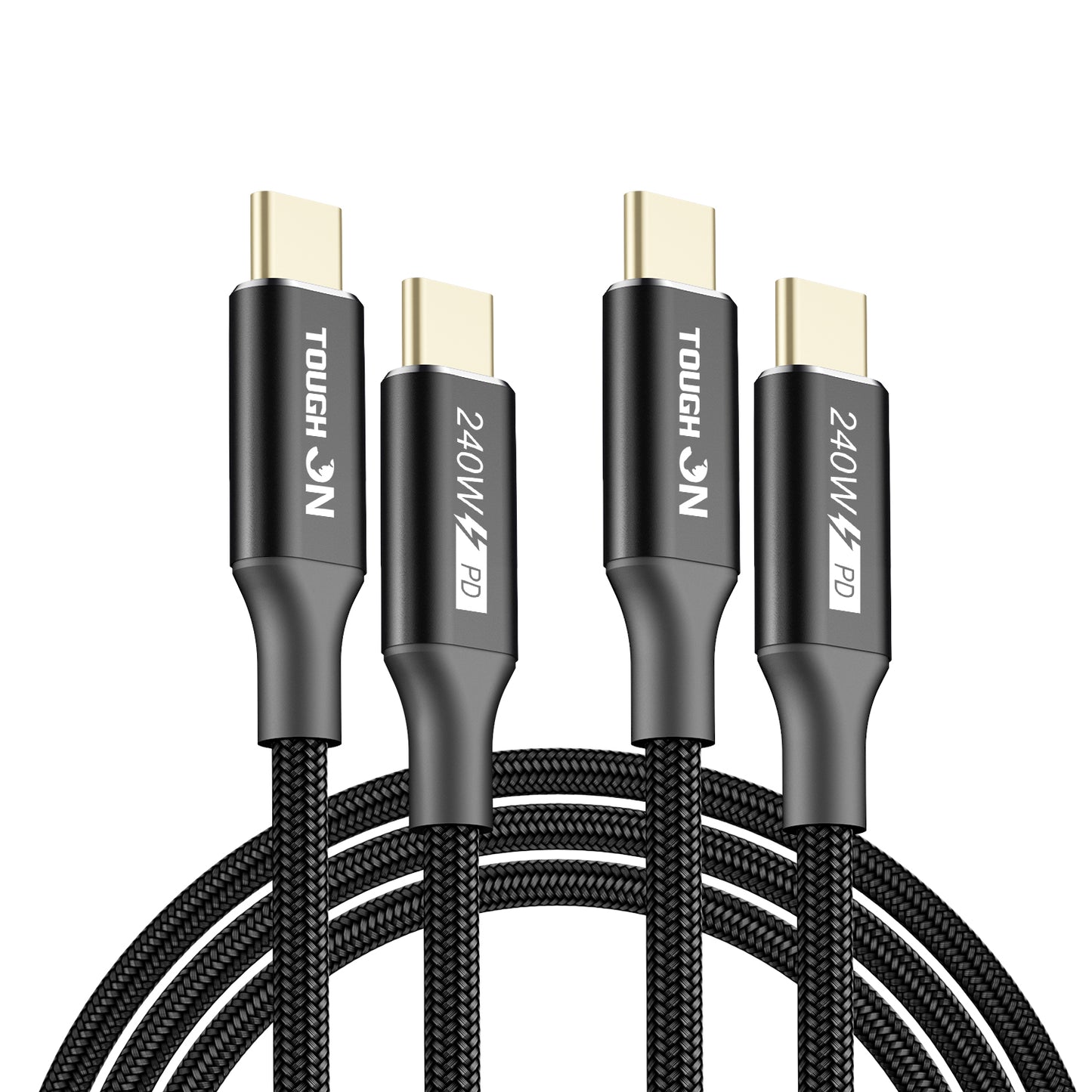 Tough On 240W USB-C Cable 2 Pack PD 3.1 Fast Charging Nylon Braided