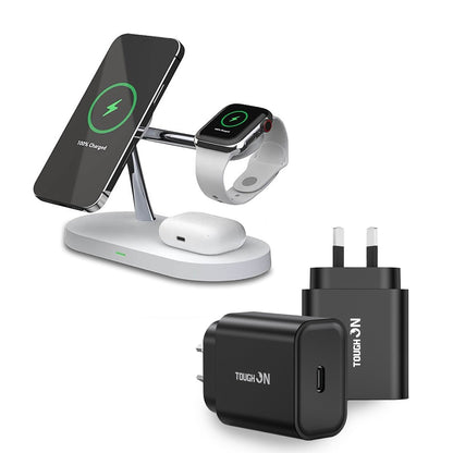 Tough On 5 in 1 Magnetic Wireless Charger (for Apple Devices) and 30W USB-C Charger Bundle