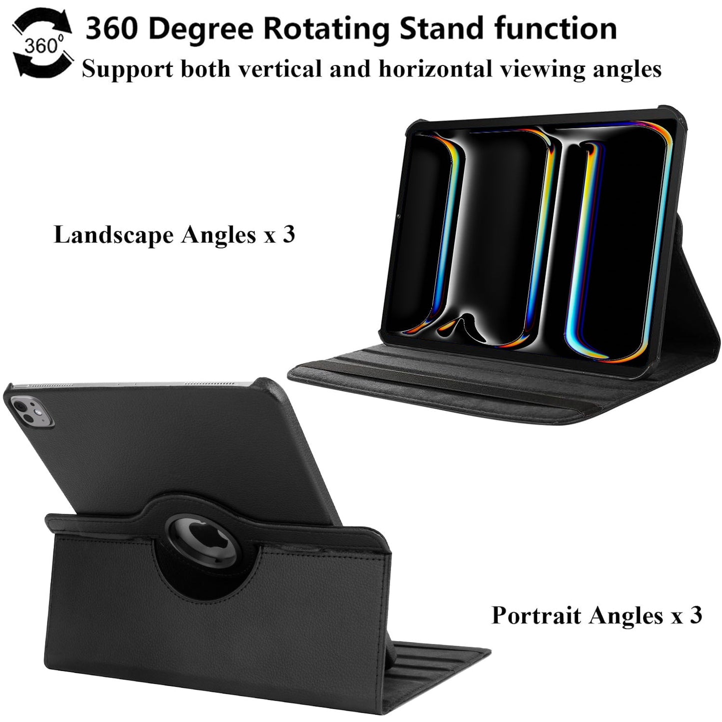 Tough On iPad Pro 11" 2024 Rotate Leather Case Black