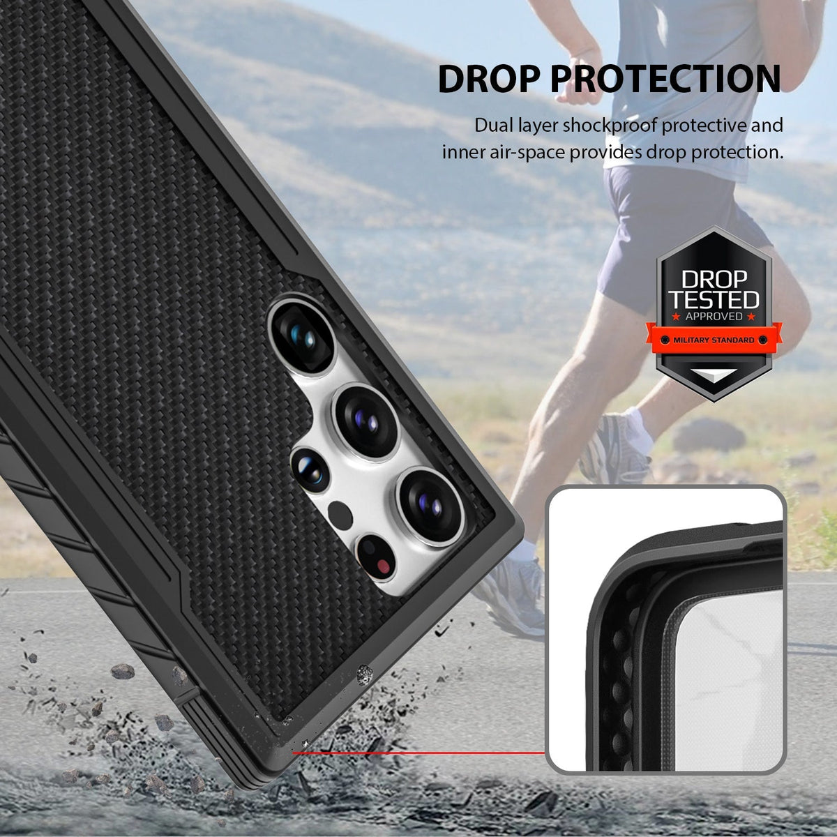 Tough On Samsung Galaxy S24 Ultra Case Iron Shield Carbon Fiber