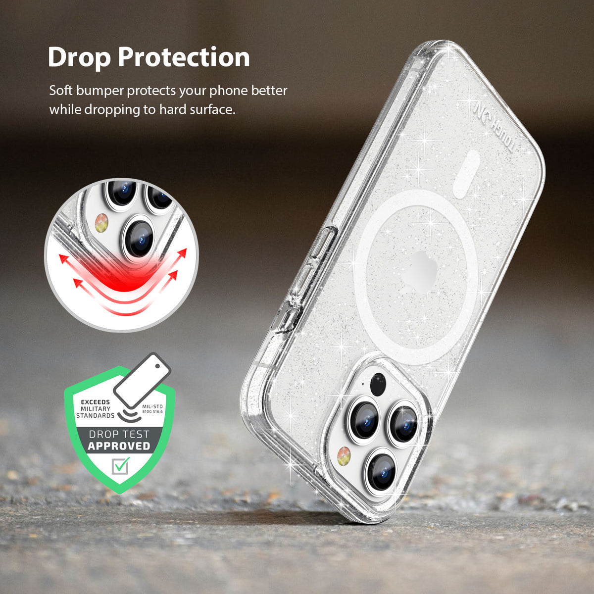 Tough On iPhone 15 Pro Clear Case with MagSafe