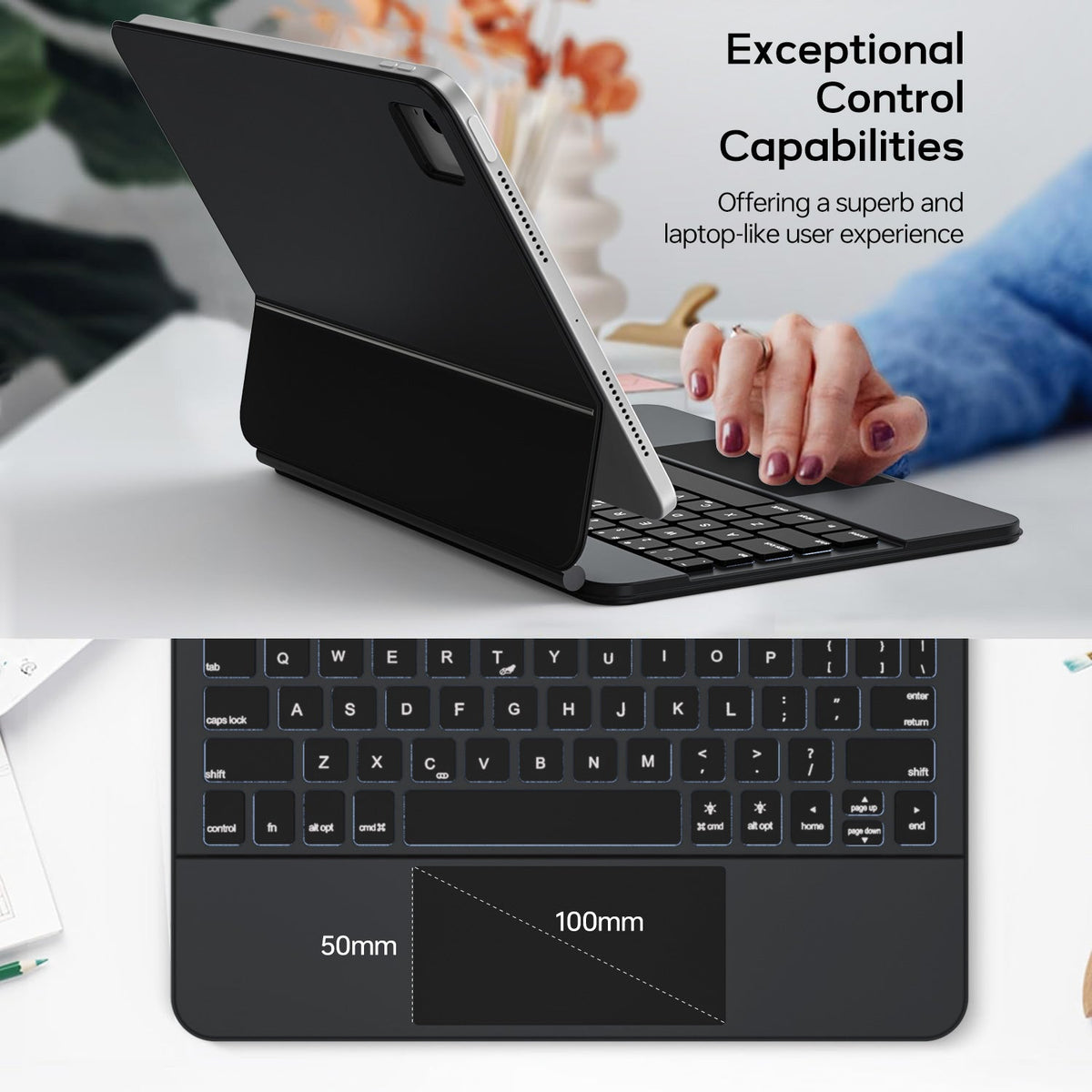 Tough On Magnetic Keyboard Case with Trackpad for iPad