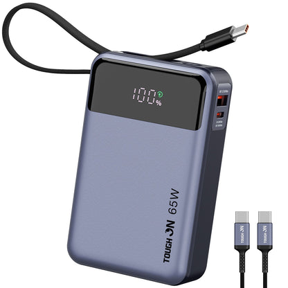2 Pack Tough On 65W 20000mAh Power Bank Built-in USB-C Cable