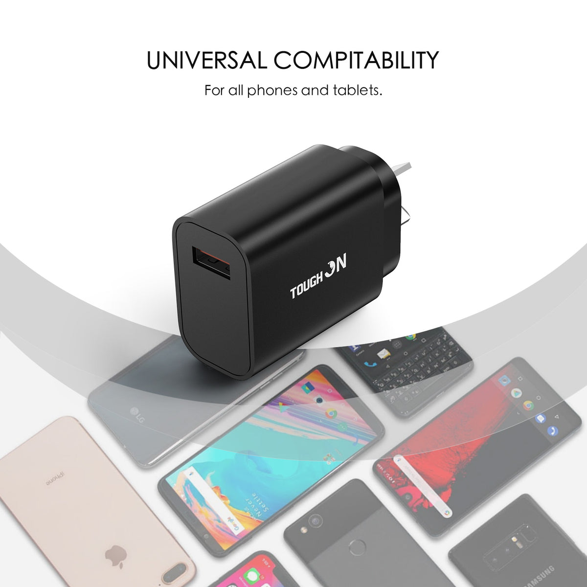 Tough On Wall Charger 18W USB A Fast Charge Black