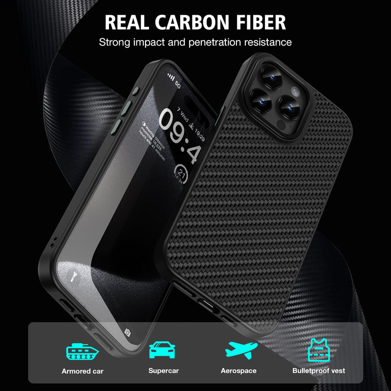 Tough On iPhone 15 Pro Case Tough Armor Carbon Fiber with MagSafe