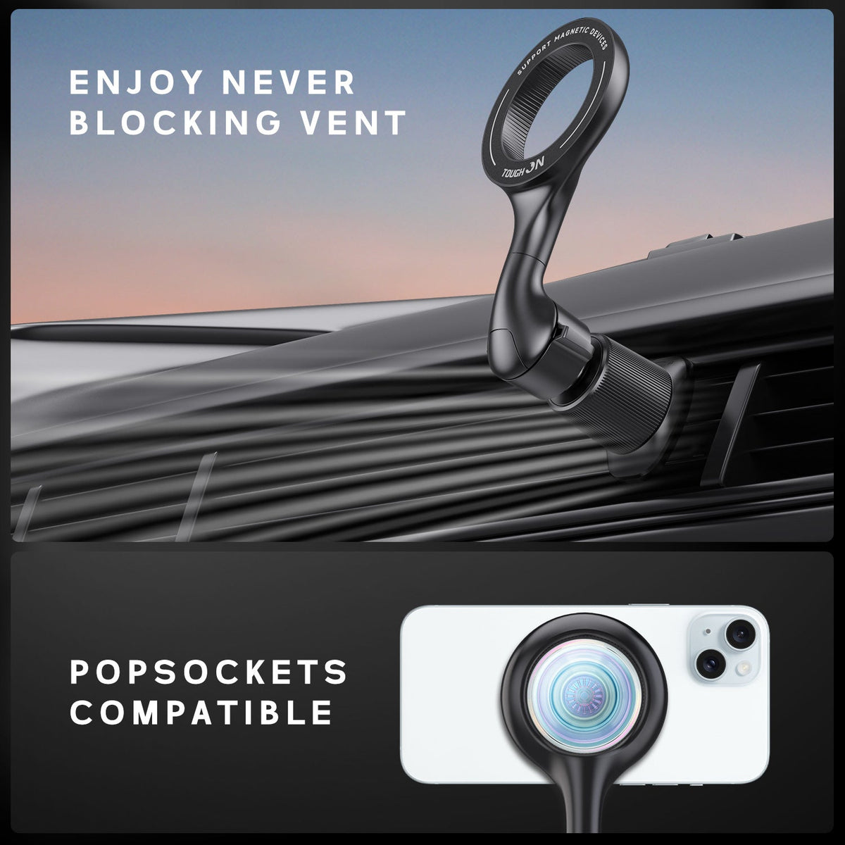 2 Pack Tough On MagSafe Car Mount Magnetic Phone Holder for Car Air Vent