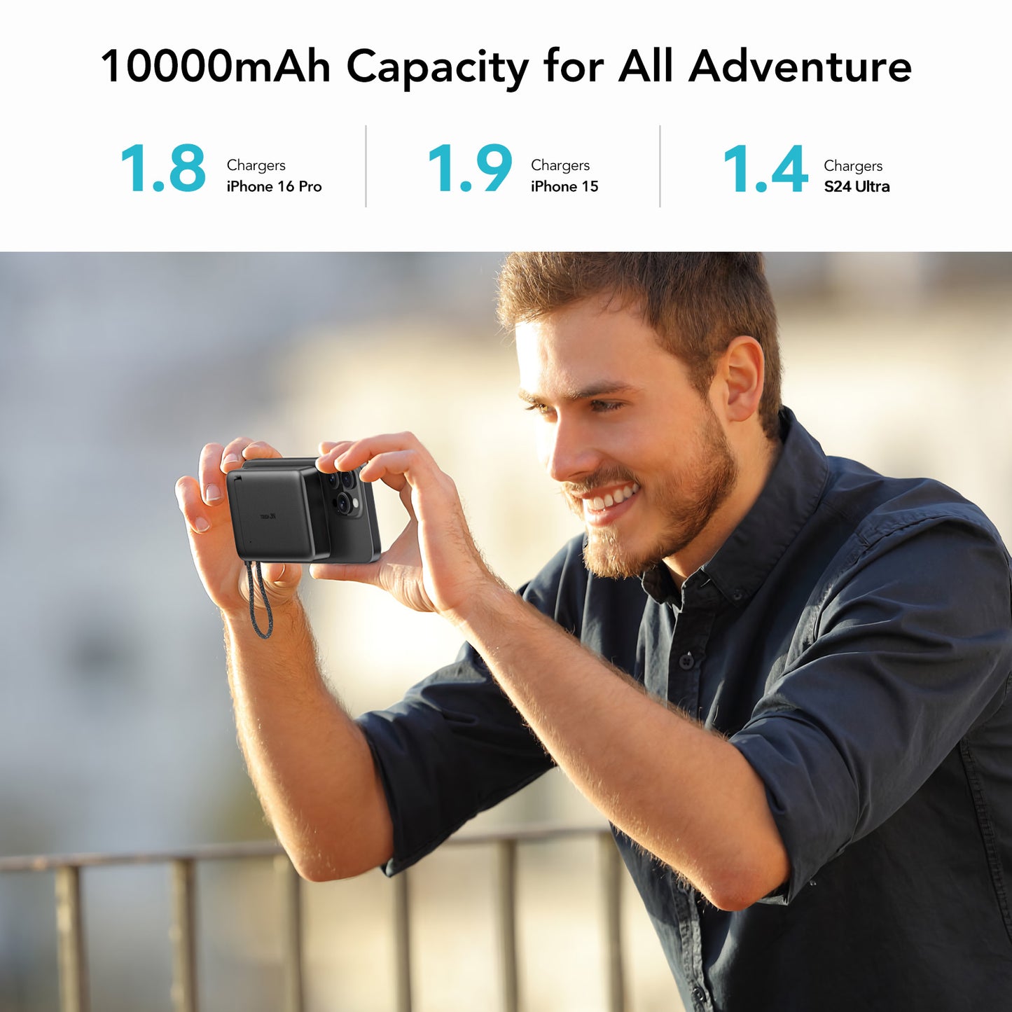 Tough On Qi2 MagSafe Power Bank 10000mAh with 35W Built-in Fast Cable and Foldable Stand