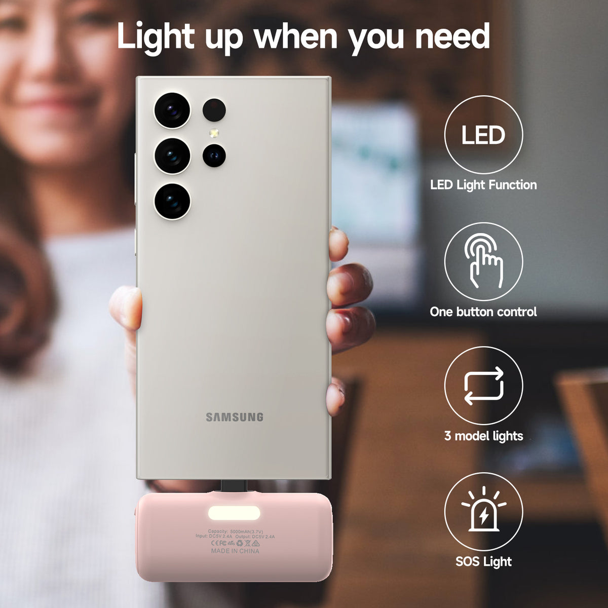 Tough On Mini Portable Charger 5000mAh Power Bank with USB-C