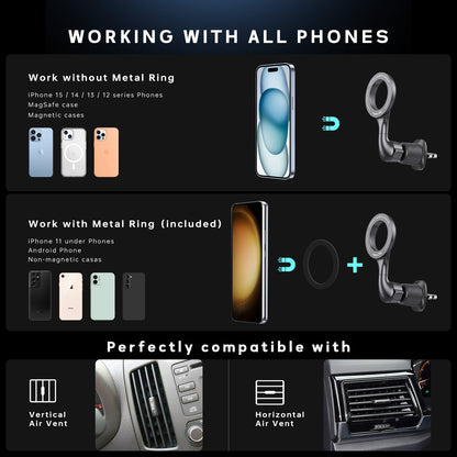 2 Pack Tough On MagSafe Car Mount Magnetic Phone Holder for Car Air Vent