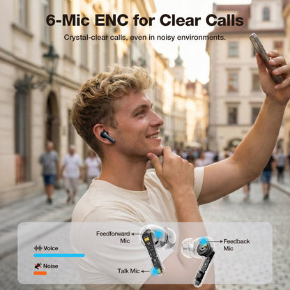 Hybrid active noise cancelling in-ear headphones blocking ambient sound