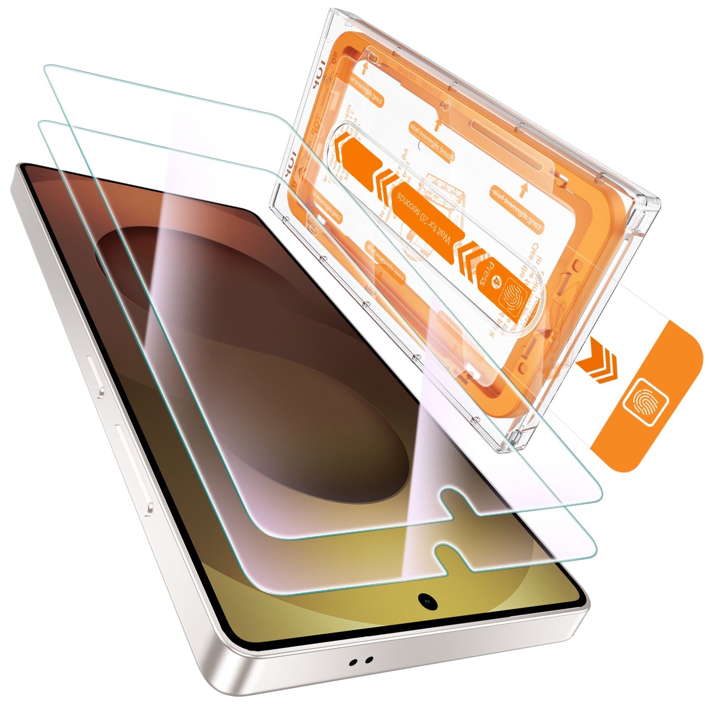 Tough On Samsung Galaxy Tempered Glass Screen Protector 2 Pack with Installation Kit