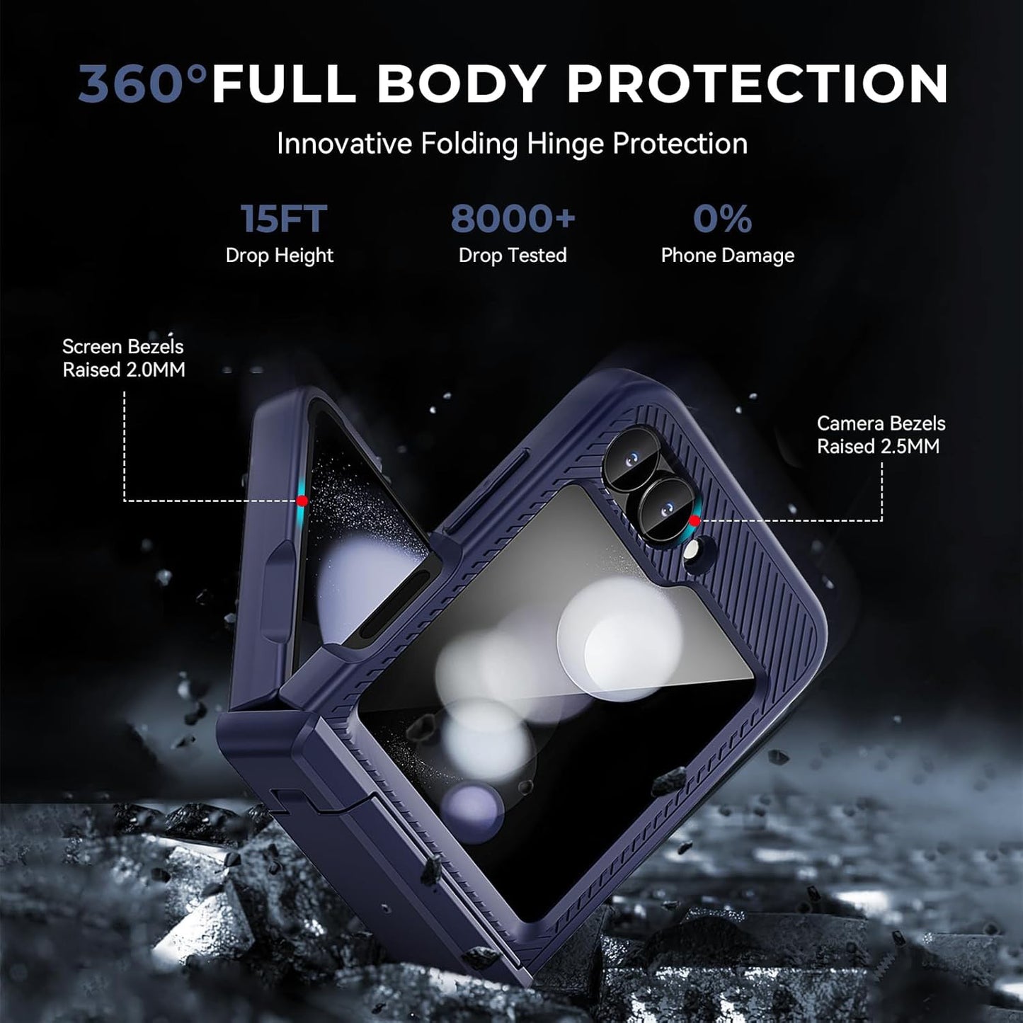 Samsung Galaxy Z Flip6 Case Full Body Protection with Screen Protector & Kickstand