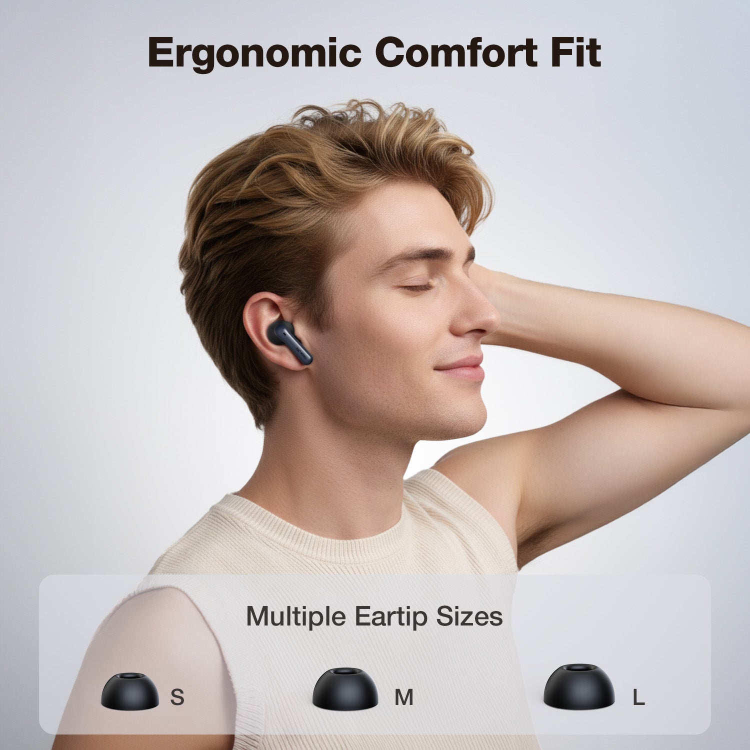 Soft silicone eartips for custom comfort in-ear earbuds fit