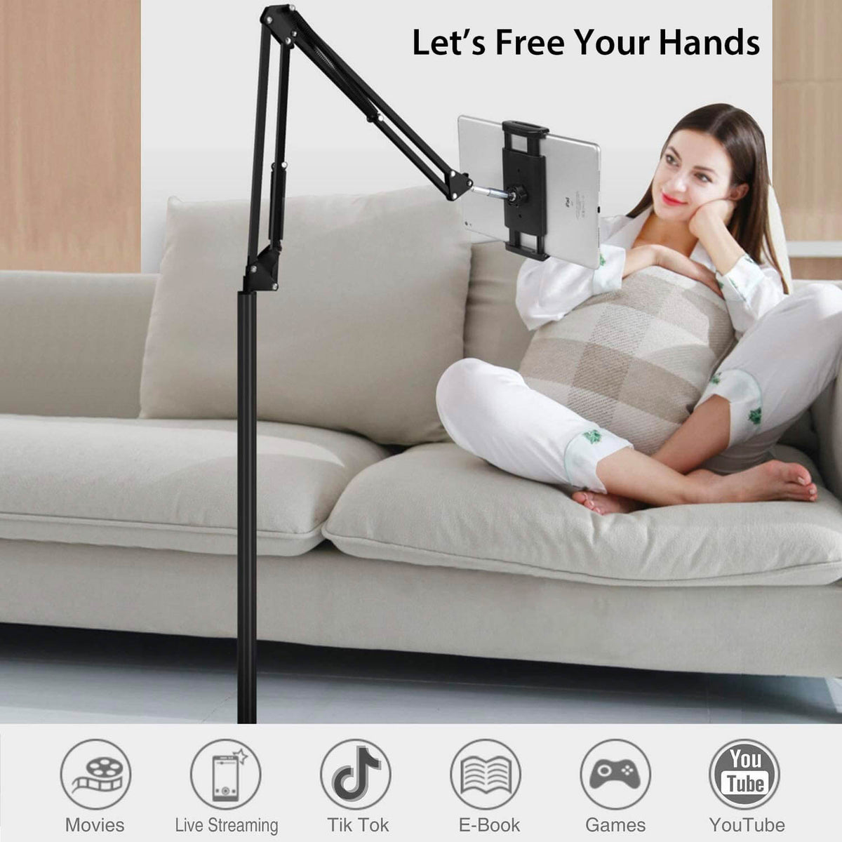 Tough On Adjustable Floor Stand With Phone & Tablet Holder