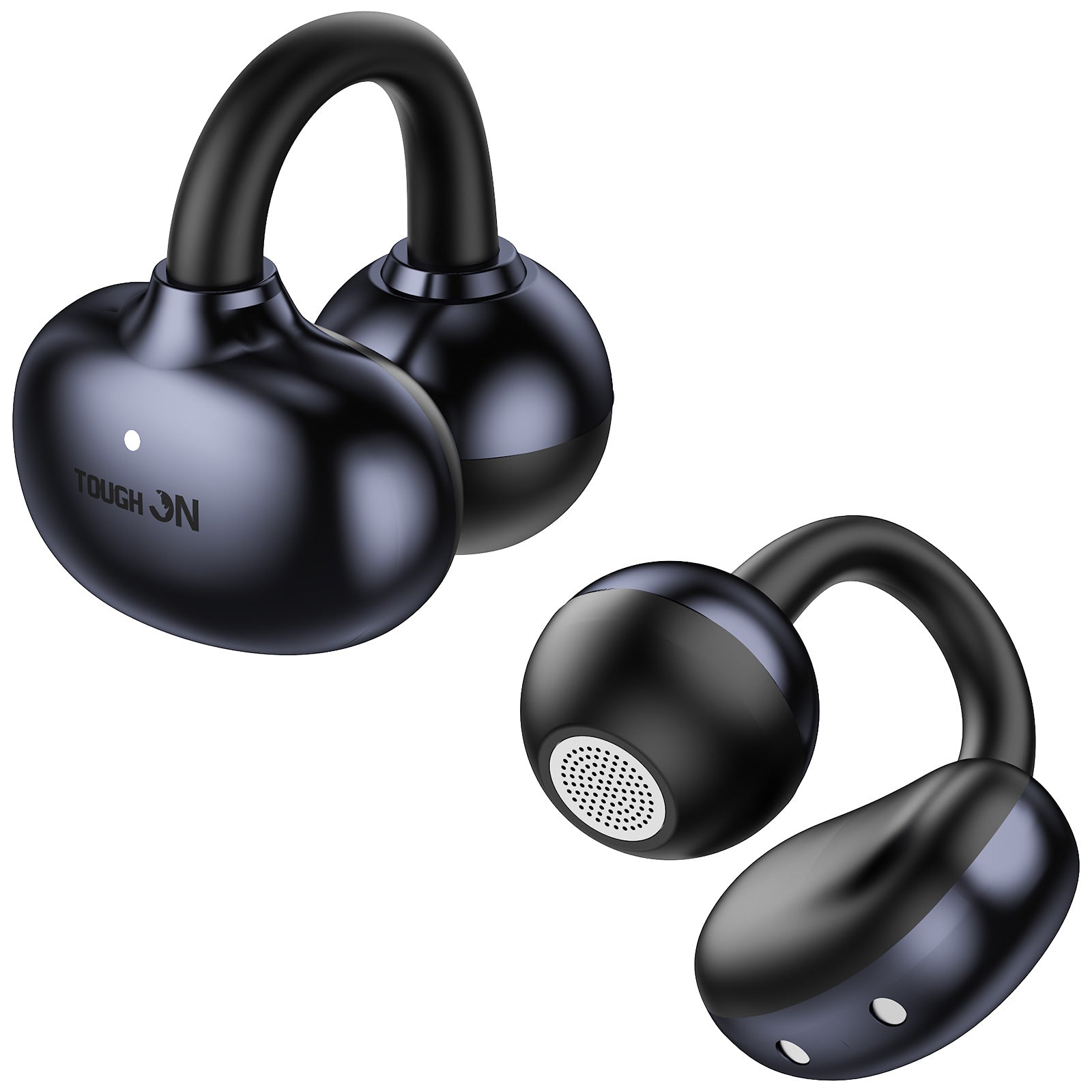 TOUGH ON OpenClip Open-Ear Wireless Clip-On Earbuds with charging case