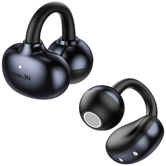 TOUGH ON OpenClip Open-Ear Wireless Clip-On Earbuds with charging case