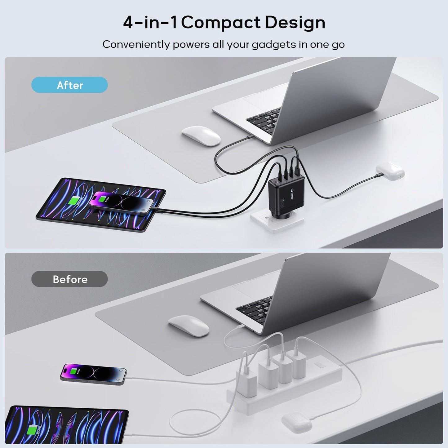 Tough On 100W 4 Port PD & QC 3.0 Fast Gan Wall Charger
