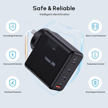 Tough On 100W 4 Port PD & QC 3.0 Fast Gan Wall Charger
