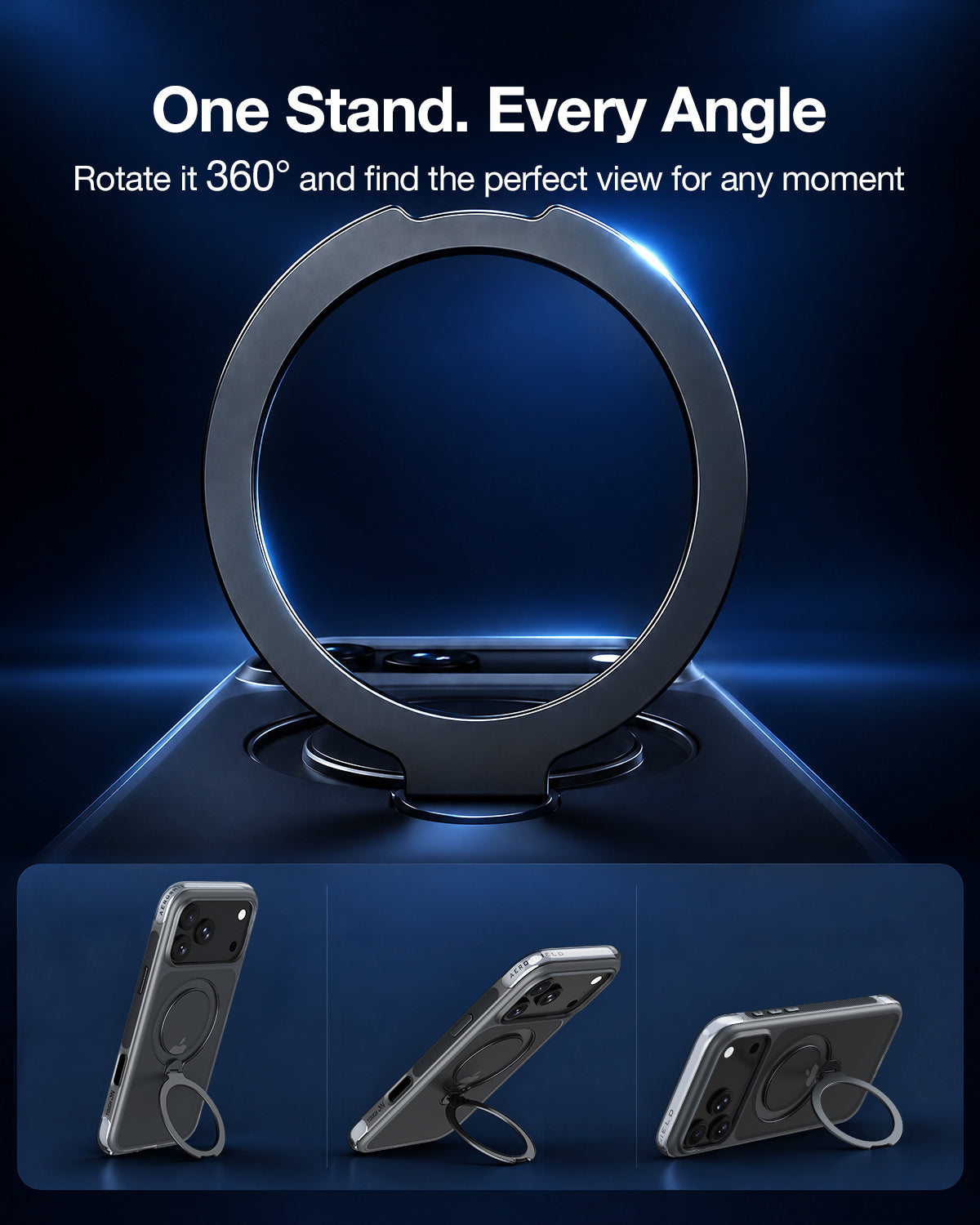 Tough On AeroShield Magnetic Case for iPhone with Air-Cushion & 360° Stand