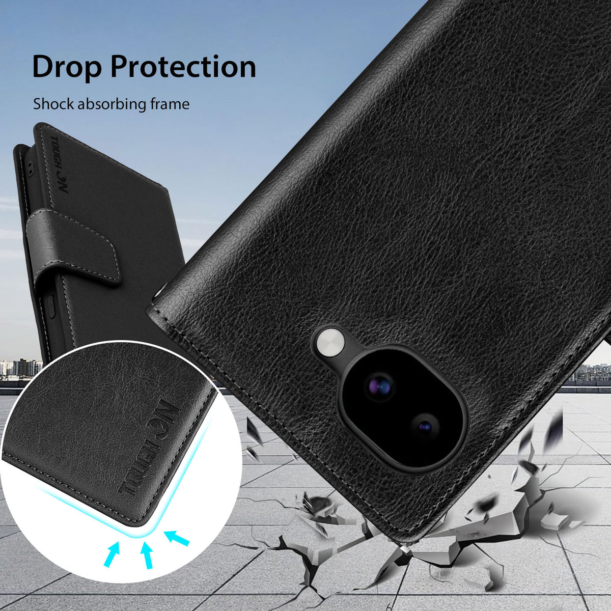 Tough On Google Pixel 10a Flip Wallet Leather Case
