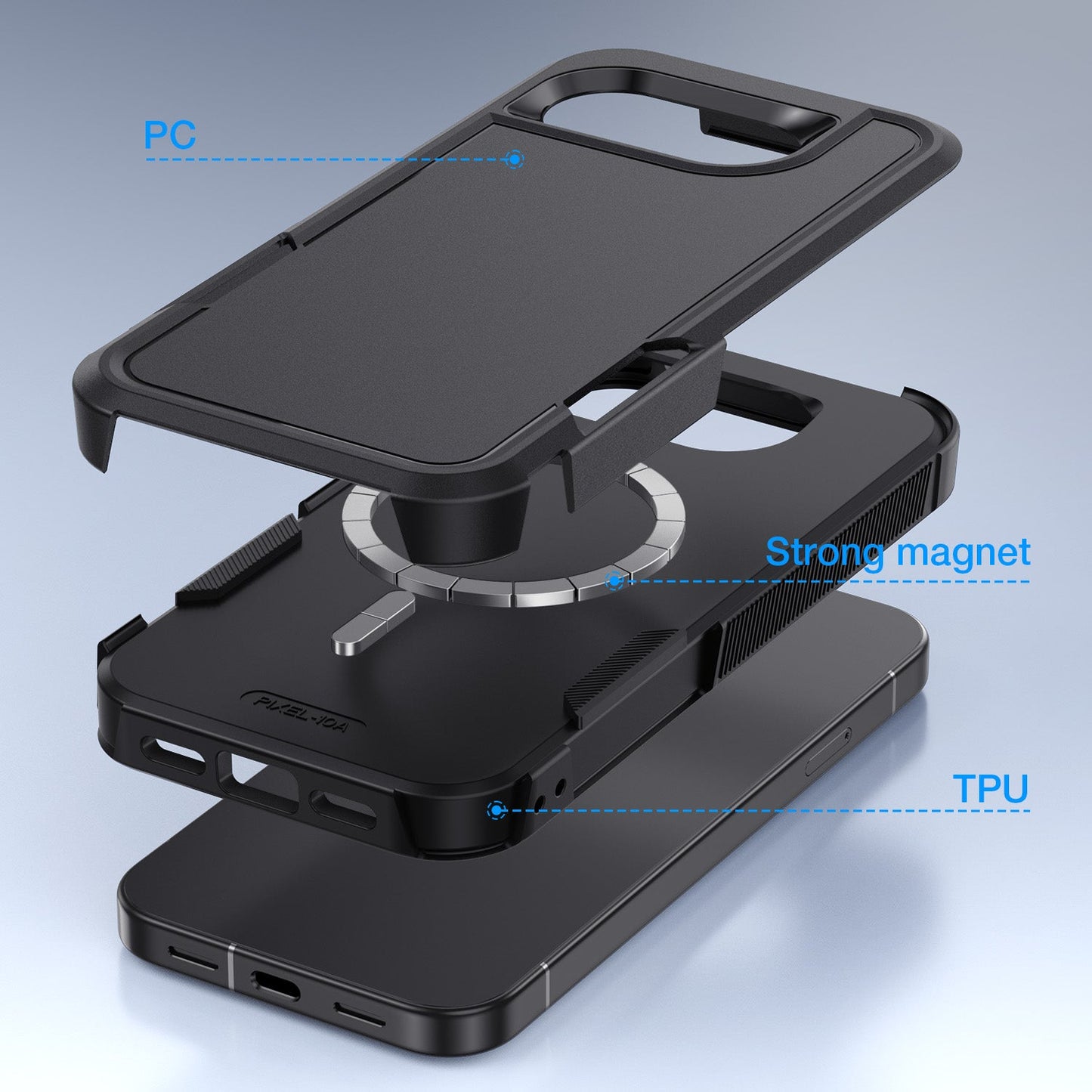 Tough On Google Pixel 10a Magnetic Case Heavy Armor Black