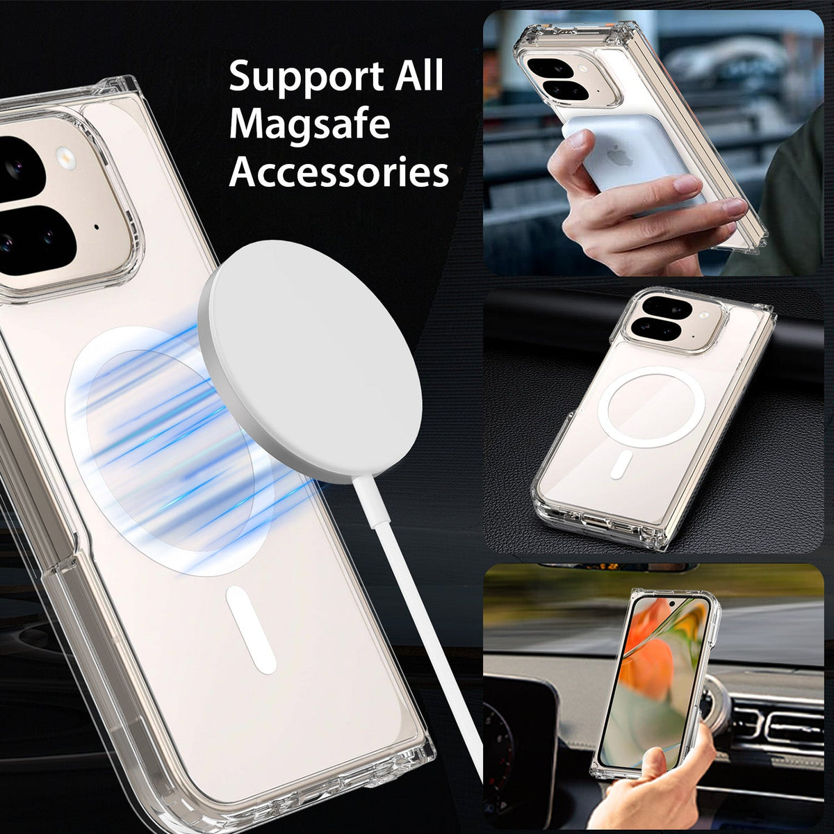 Tough On Google Pixel 9 Pro Fold Case Clear Air with MagSafe