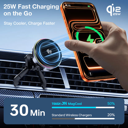 Tough On MagCool Qi2 Wireless Car Charger with Active TEC Cooling
