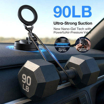 90-pound dumbbell holder with ultra-strong suction on a car dashboard