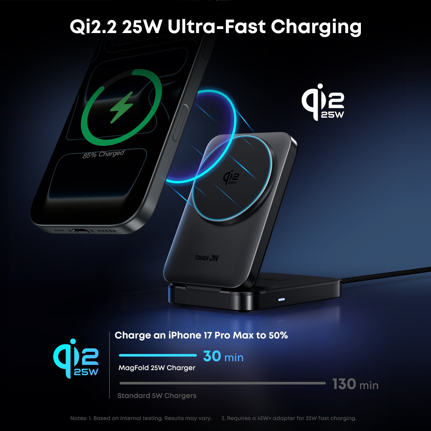 Qi2 25W wireless charging stand
