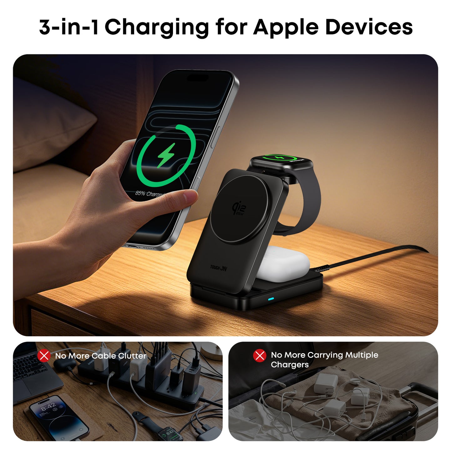3-in-1 charging station for Apple devices