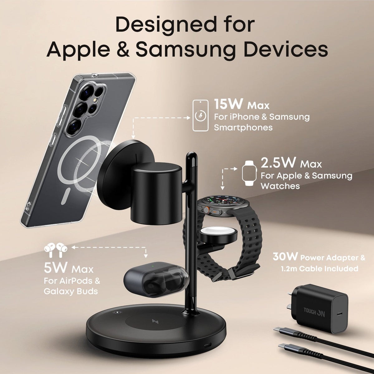 Tough On MagMore Qi2 4-in-1 Wireless Charger