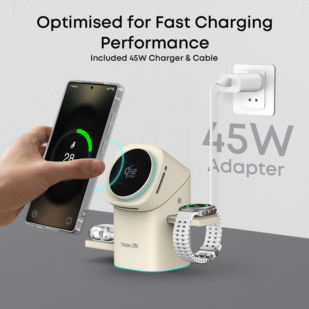 Tough On MagPro Qi2 25W 3-in-1 Wireless Charger