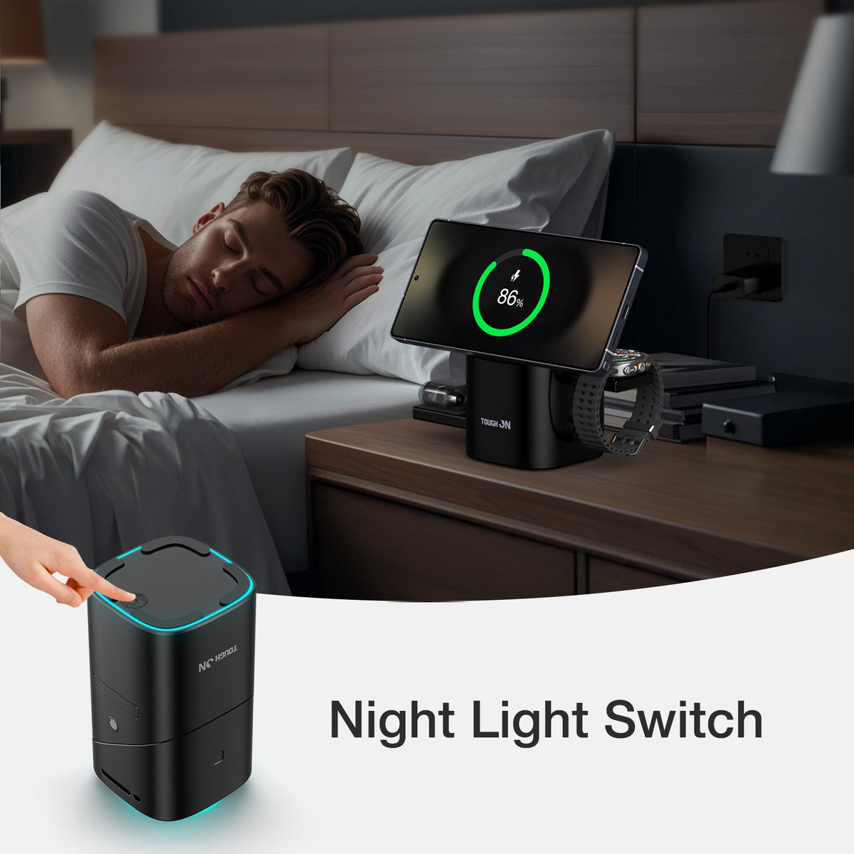 Tough On MagPro QI2 3-in-1 Wireless Charger for Samsung Galaxy Phone Watch Earbuds