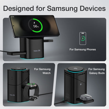 Tough On MagPro QI2 3-in-1 Wireless Charger for Samsung Galaxy Phone Watch Earbuds