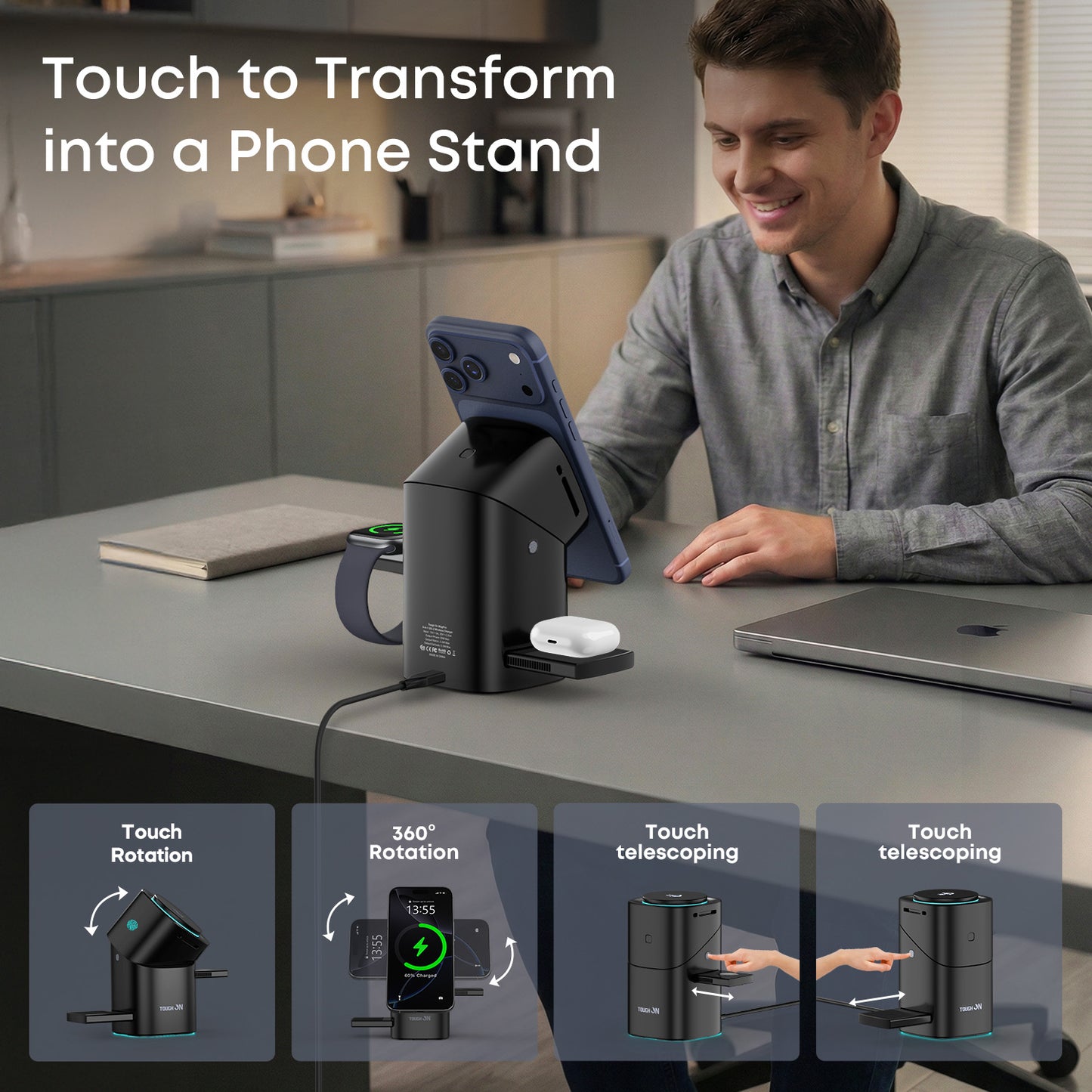 Tough On MagPro Qi2 25W 3-in-1 Wireless Charger