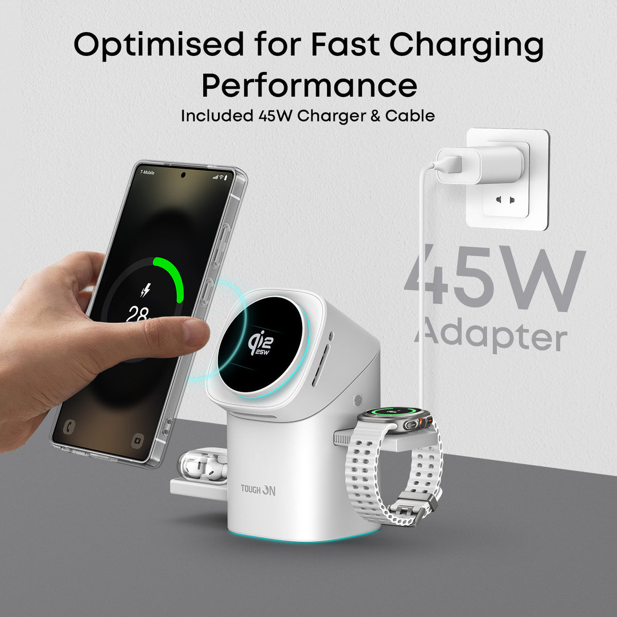 Tough On MagPro Qi2 25W 3-in-1 Wireless Charger